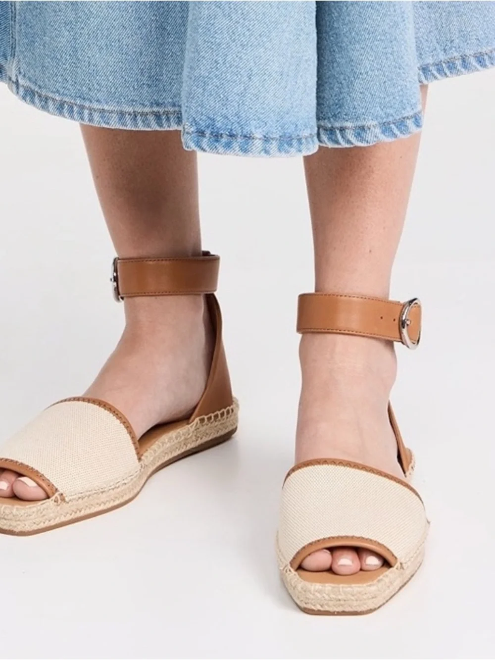 Rag & Bone Anteros Cotton Peep-toe Espadrilles In Natural Leather Size 36.5